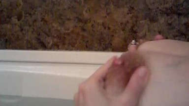 Kitty from 4chan /soc/ Pregnant bathtub play with milky nipples